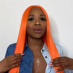 NEON ORANGE COSPLAY WIG